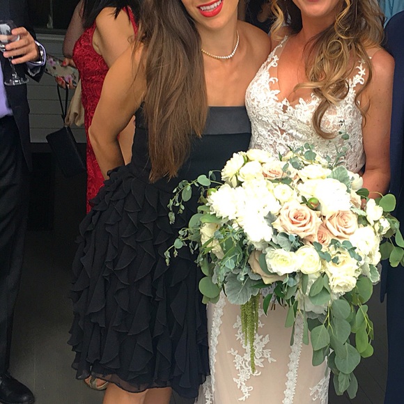 WHBM Black strapless dress w/ruffles - Picture 2 of 2